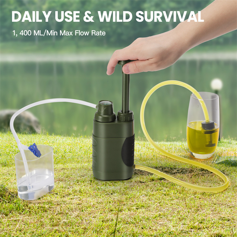 Outdoor Water Purifier Pump 3-Stage Water Filter 0.01 Micron Emergency Portable Water Filtered for Hiking Survival Gear Camping
