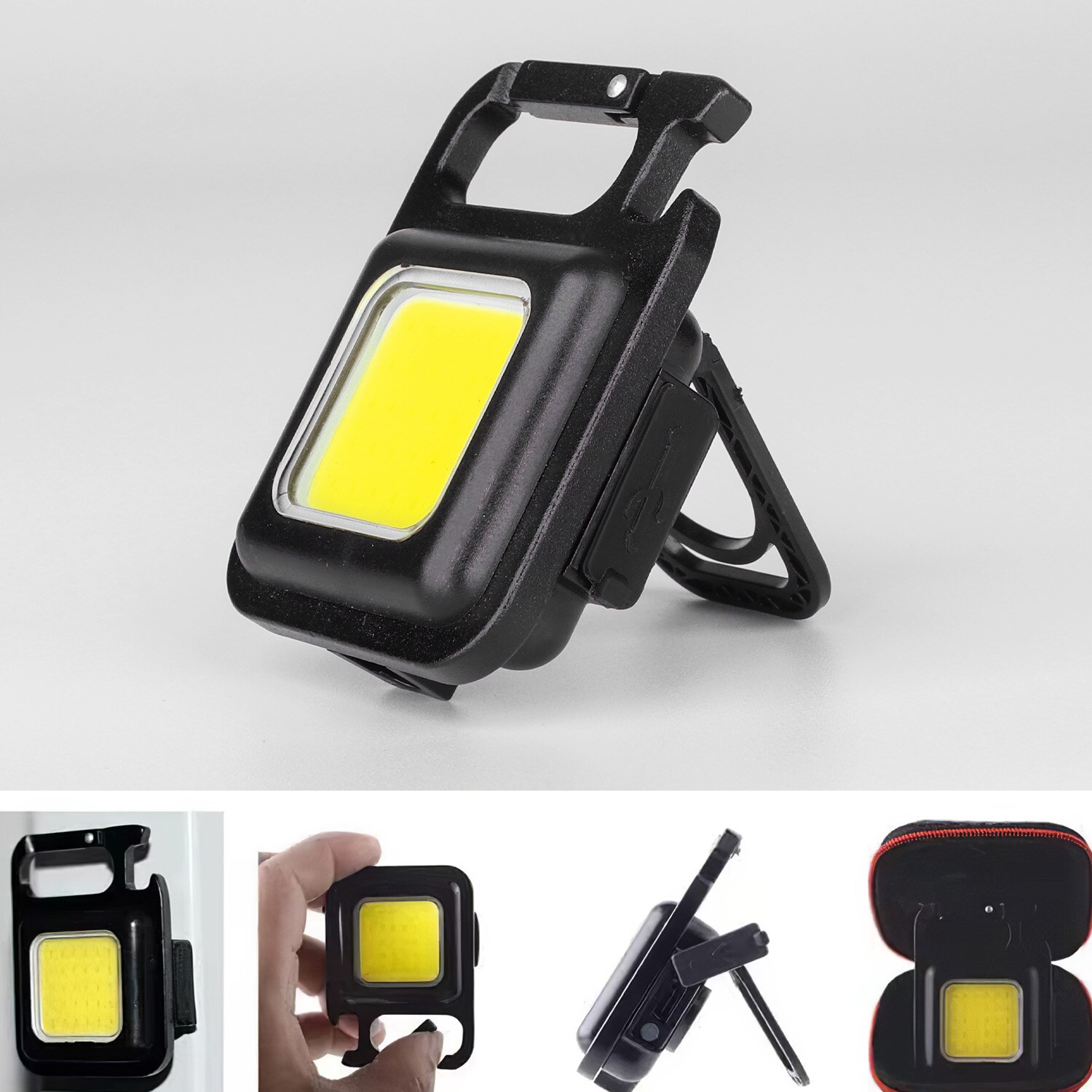 Multifunctional Mini Glare COB Keychain Light USB Charging Emergency Lamps Strong Magnetic Repair Outdoor Camping Light