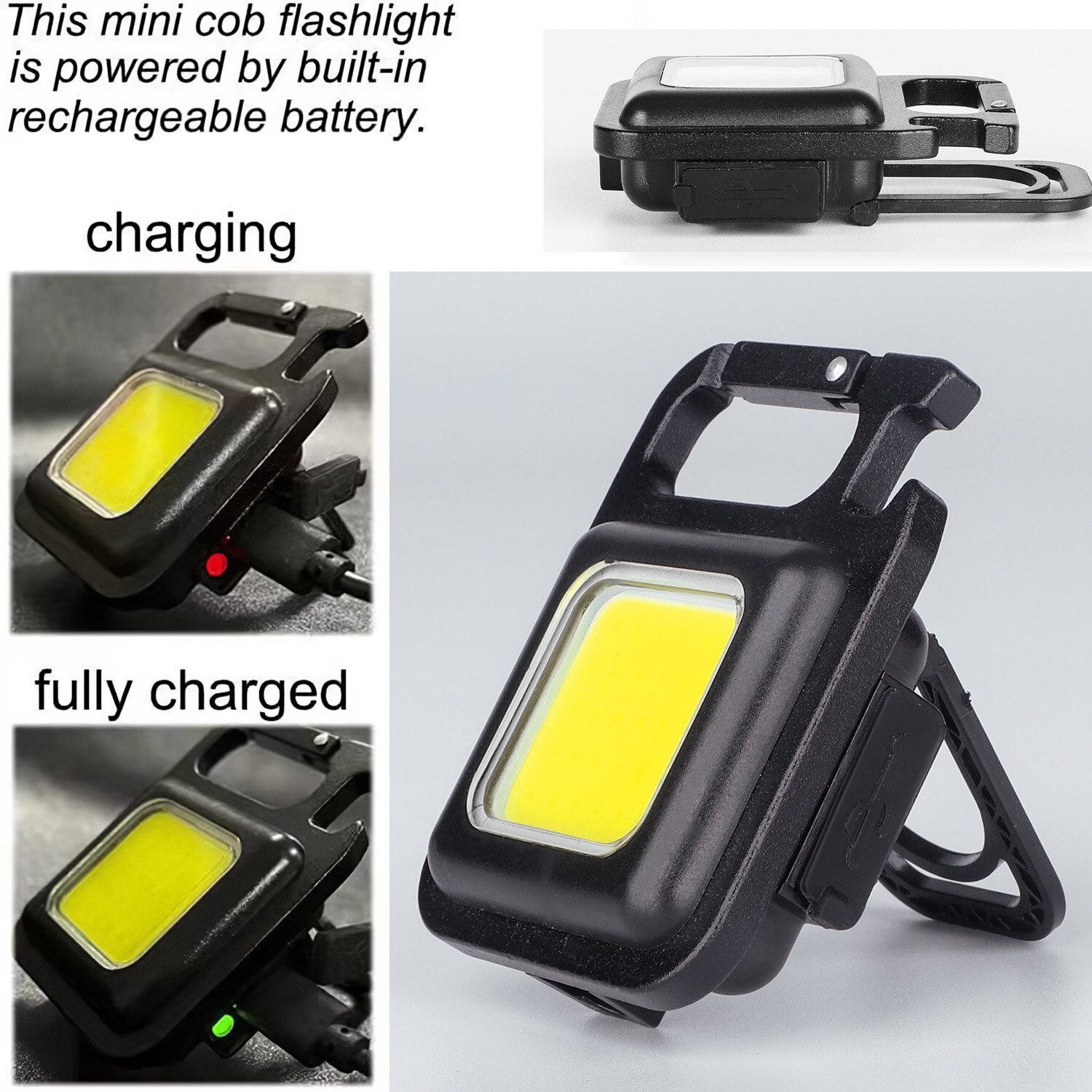 Multifunctional Mini Glare COB Keychain Light USB Charging Emergency Lamps Strong Magnetic Repair Outdoor Camping Light