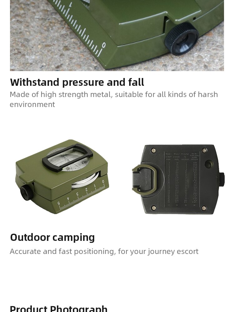 Waterproof High Precision Compass Outdoor Gadget Sports Hiking Mountaineering Professional Military Army Metal Sight